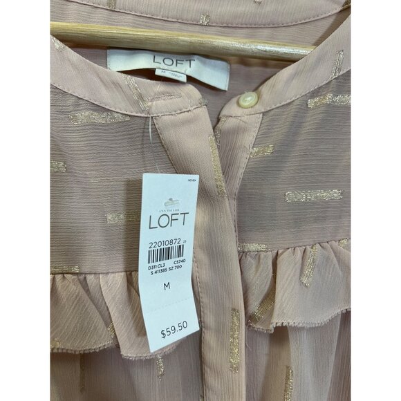 Loft NWT 2 Piece Pink Chiffon Gauzy Sheer Skirt & Blouse Set - Picture 3 of 9